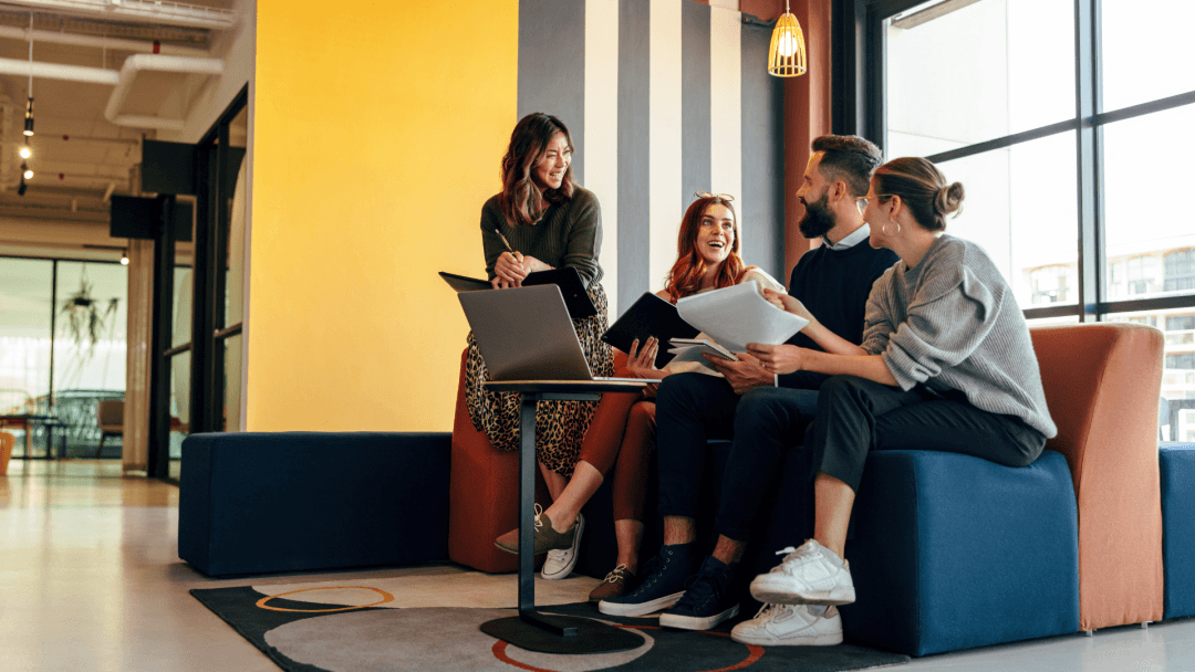 team conversation in an office