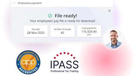 Managed payroll service with employee payment processing and compliance accreditation