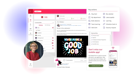 People First dashboard showcasing a news feed and workplace tools