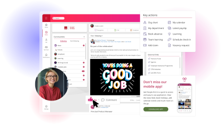 People First dashboard showcasing a news feed and workplace tools
