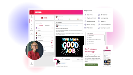 People First dashboard showcasing a news feed and workplace tools