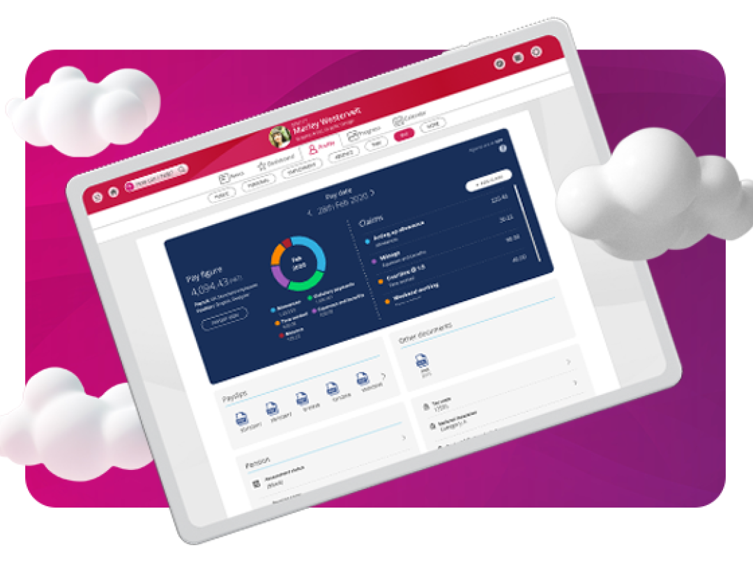 People First real-time insights being displayed on a screen with clouds surrounding it