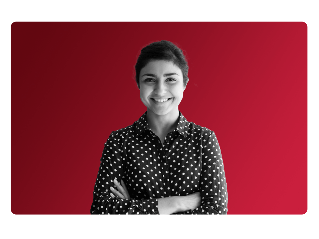 Woman smiling knowing her companies data is secure with us