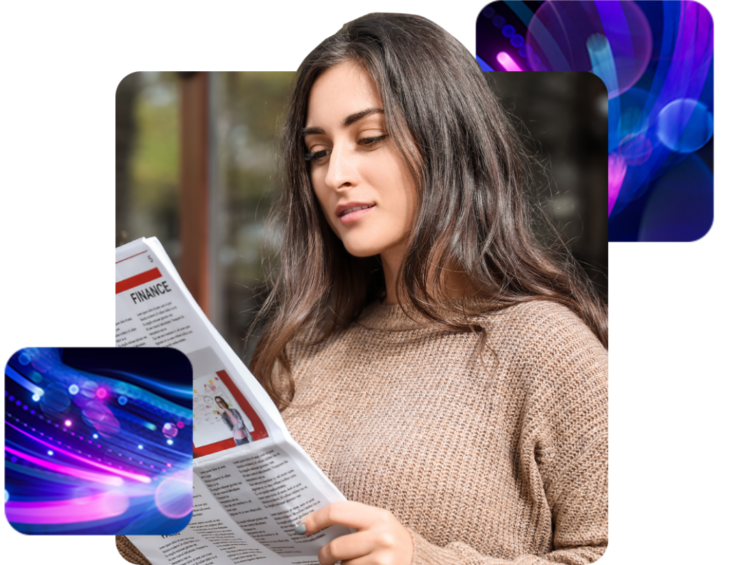 a lady reading a newspaper