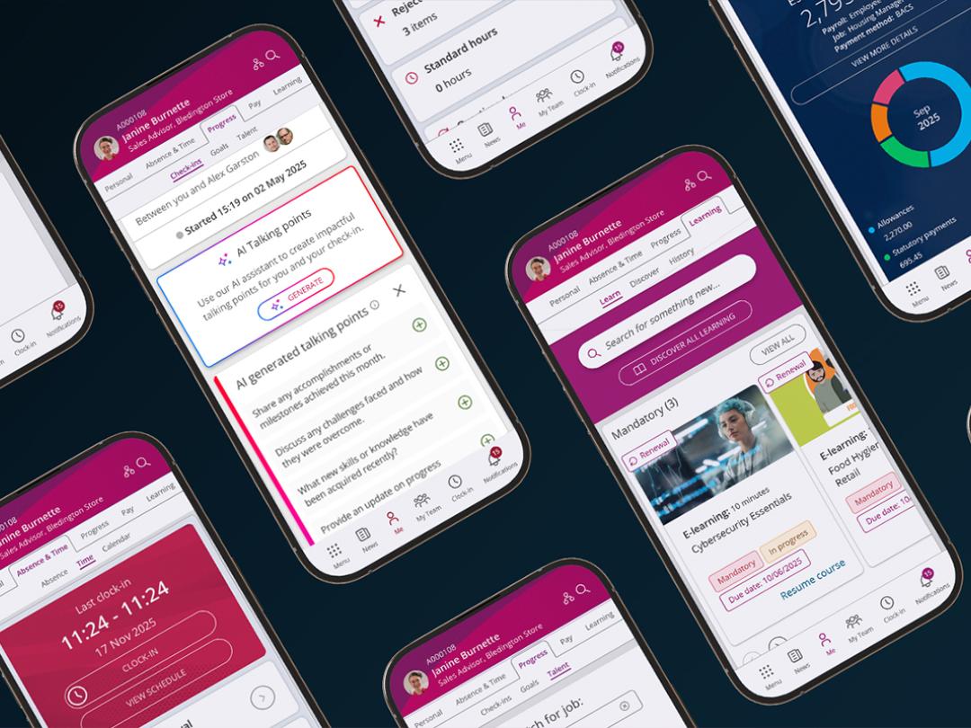 several phone screens displaying people first