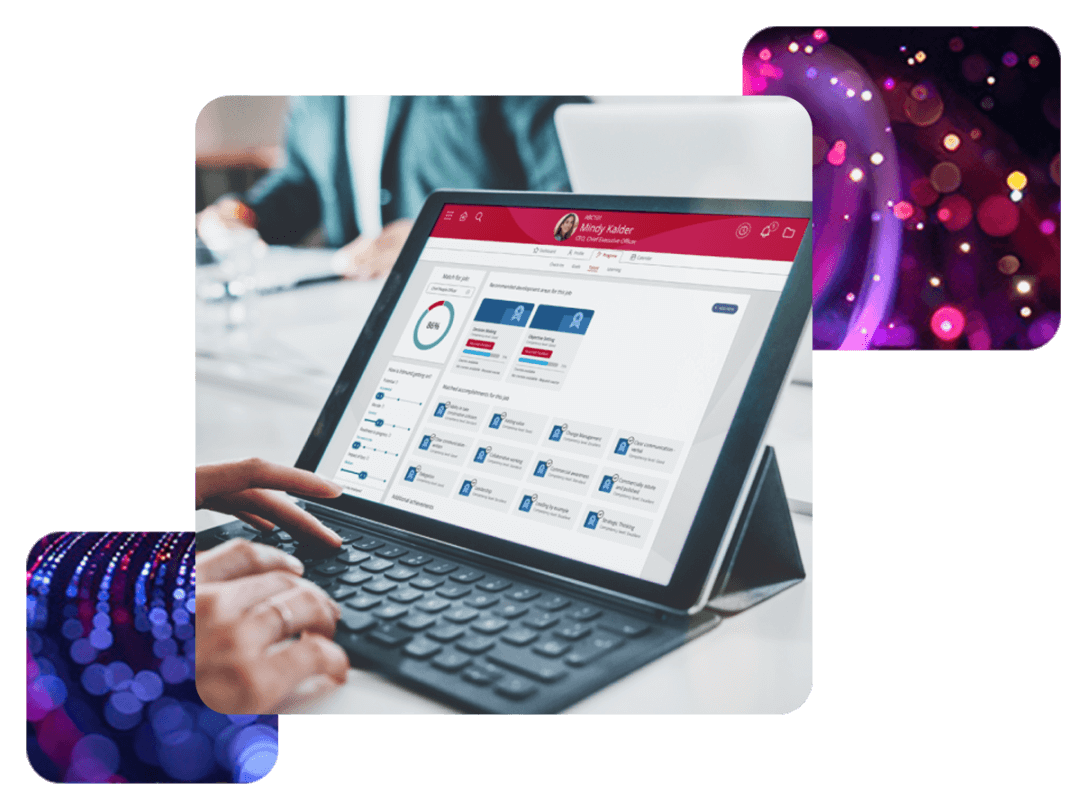 Employee viewing progress insights within People First platform on laptop