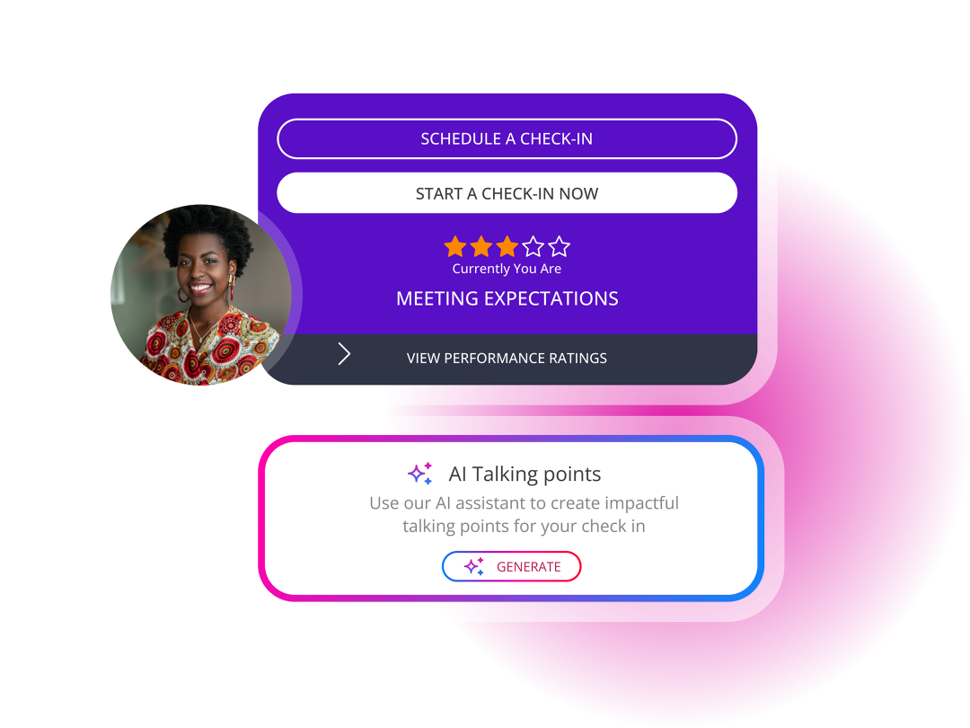 Screenshot demonstrating AI check-ins functionality within People First