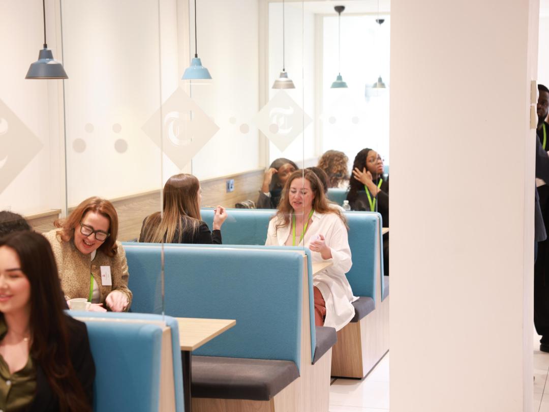 Guests at the MHR x Telegraph April panel enjoy breakfast.