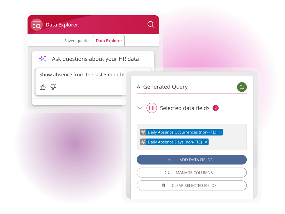 AI-powered HR analytics tool generating workforce reports from natural language questions