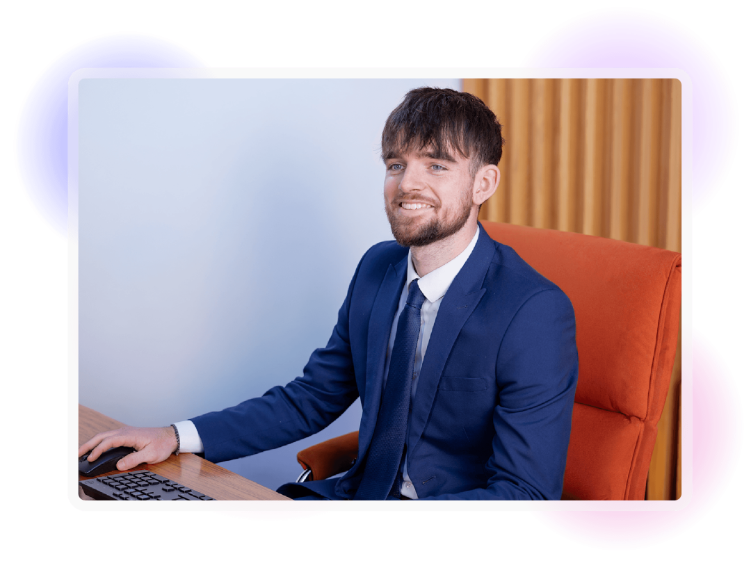 Employee using a computer while working in the office