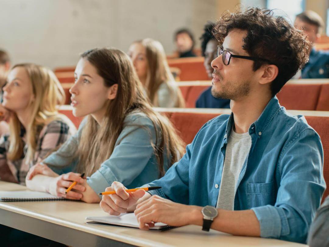 Students sat in a lecture hall