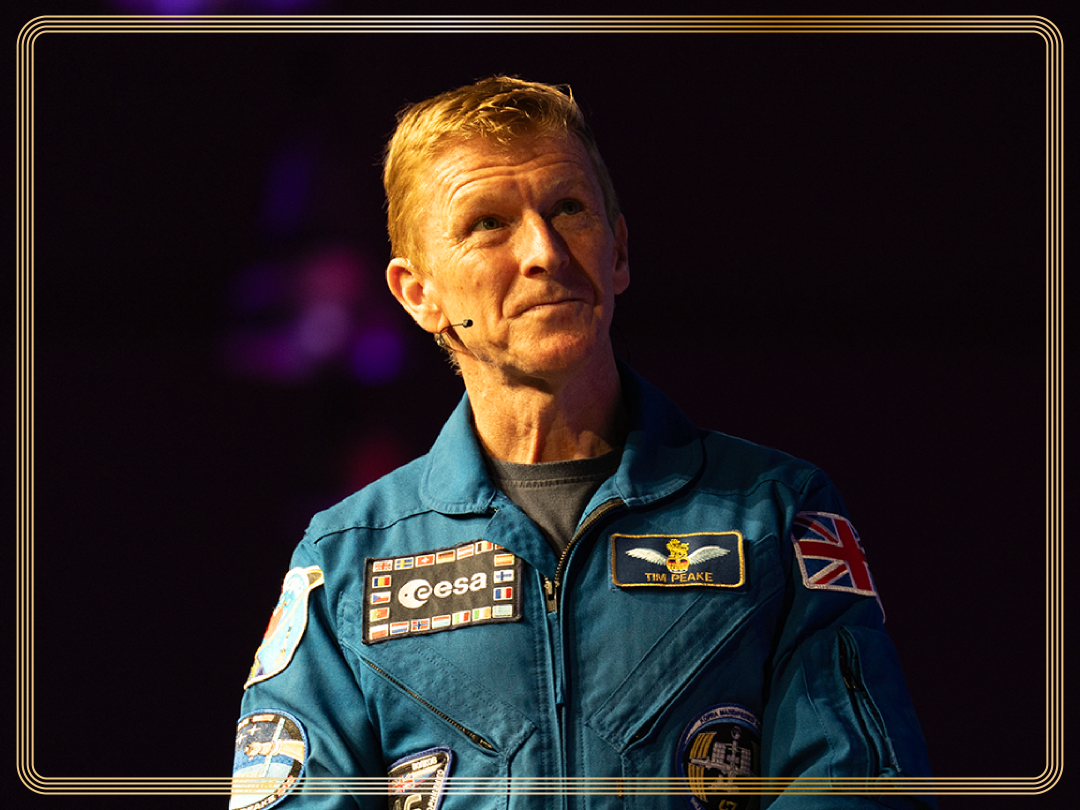 Astronaut Tim Peake speaking at an event