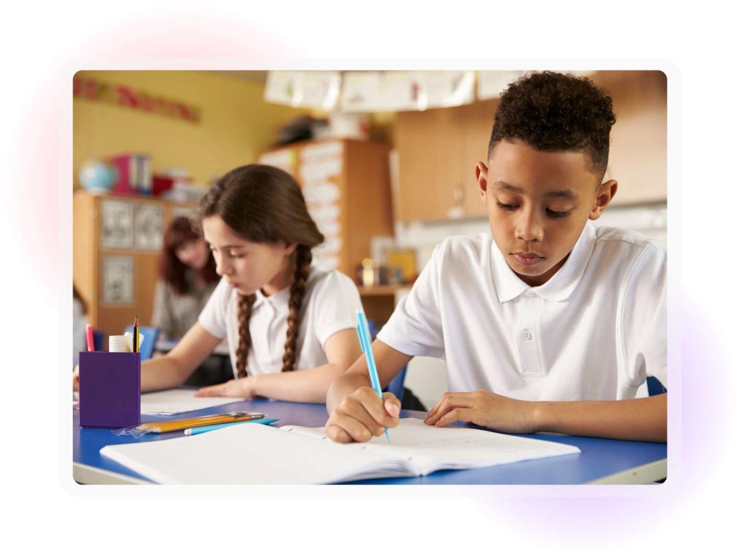 Pupils learning in a school academy