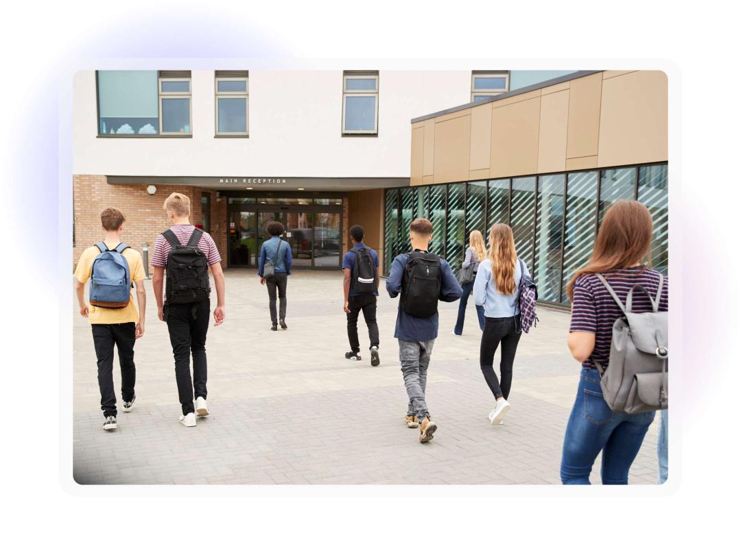 Academy pupils entering school