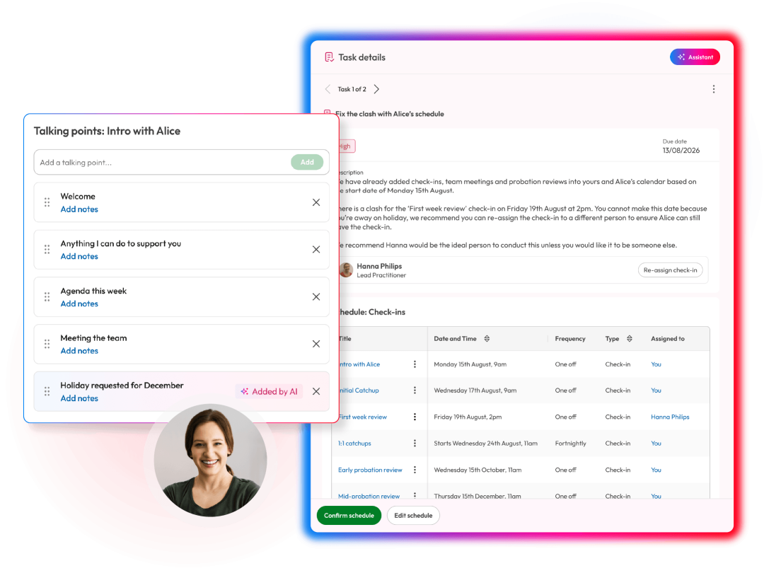 Screens to demonstrate onboarding capabilities within People First platform