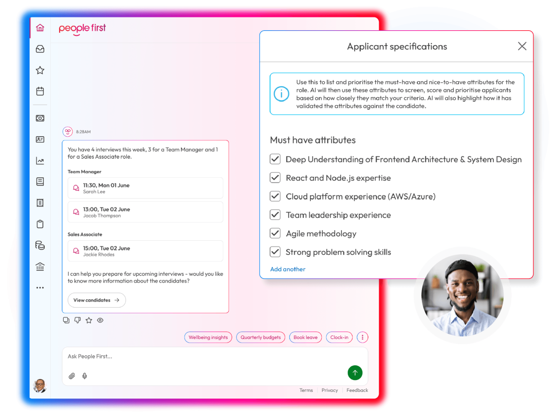 Screenshot to demonstrate Recruitment module in People First platform