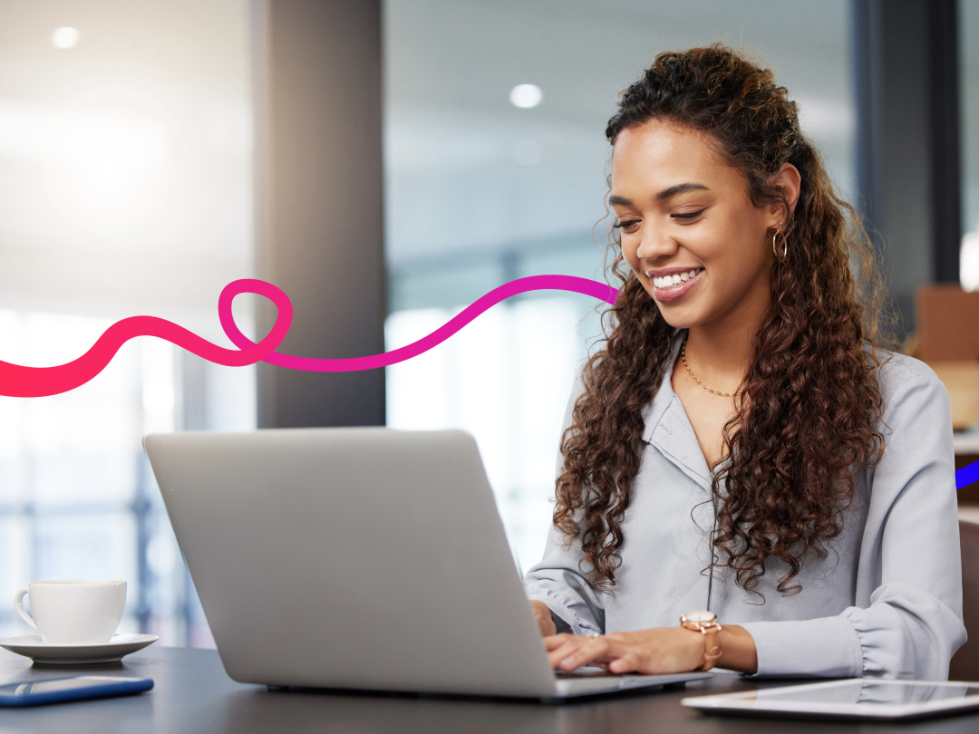 Women working in the office on a laptop