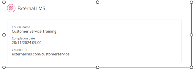 Screenshot of External LMS within People First