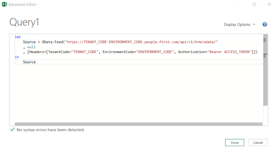 Screenshot to demonstrate Query