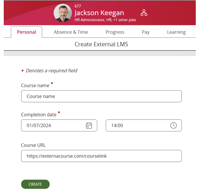 PF create external LMS