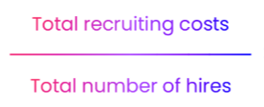 Total recruiting costs ÷ Total number of hires