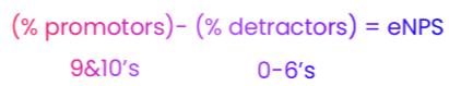 (% promoters) - (% detractors) = eNPS