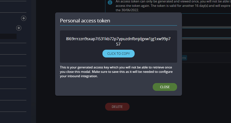 Screenshot to demonstrate personal access token in People First Administration