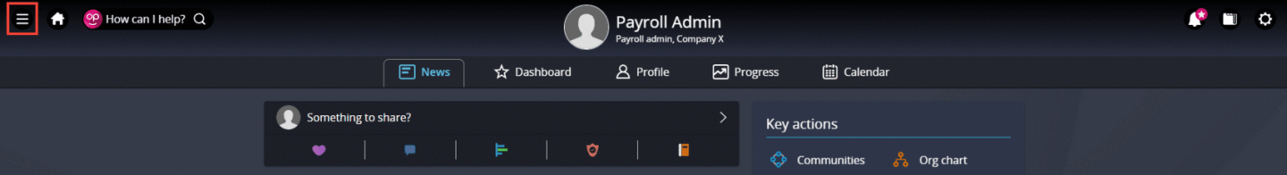 Screenshot demonstrating burger icon for accessing Inbound Integration in People First Administration