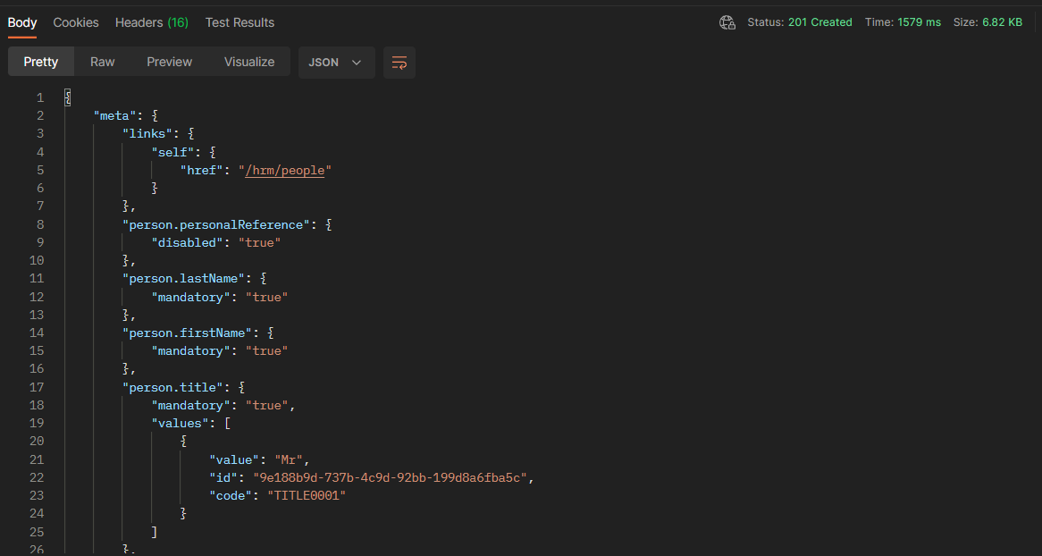 Screenshot demonstrating Get Person Status Code in API client