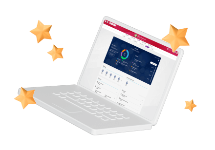 Laptop showing People First's real-time payroll functionality.