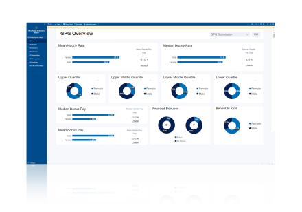 GPG overview dashboard, showing analytical insights and a data driven strategy.