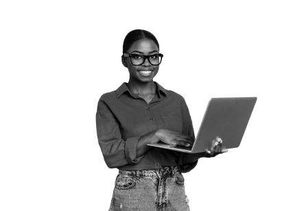 a lady on her laptop boosting productivity with people first's hr payroll platform.