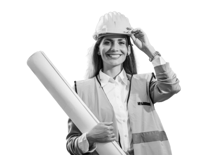 Employees on site using Construction ERP software to manage her projects more efficiently.